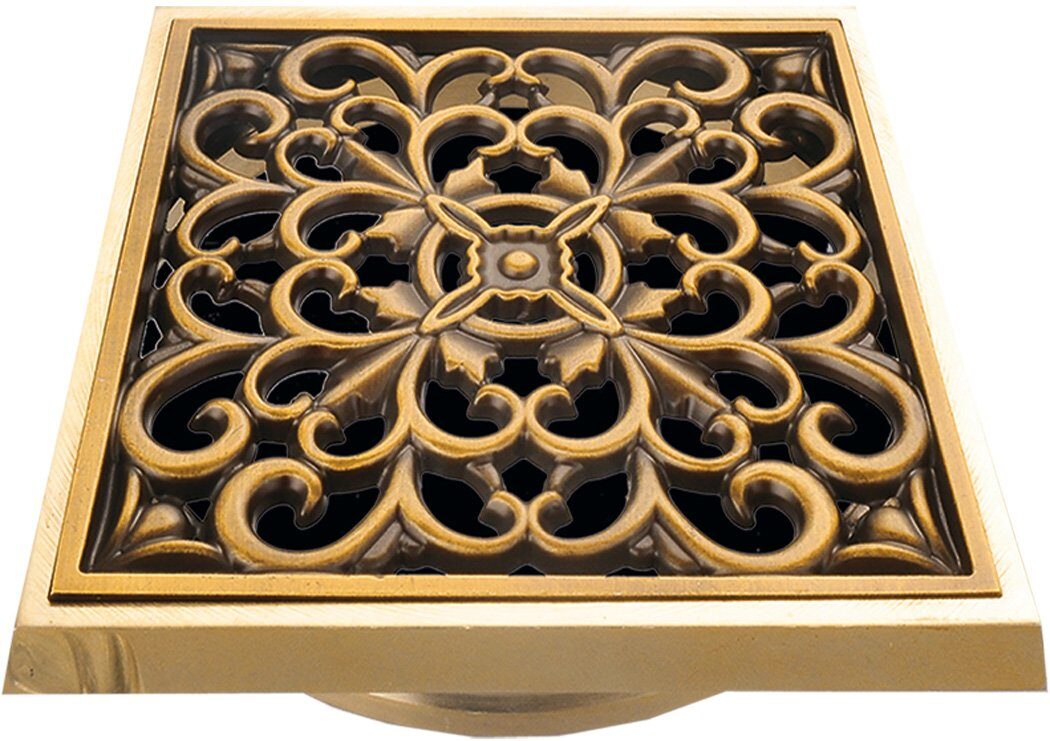 Решётка "Узор" для слива на трап | Бронза